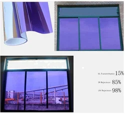 Privacy Window Film Purple Silver Glass Tint Heat Control Sun UV Blocking Sliding Door Tinting Reflective Static Cling for Hom