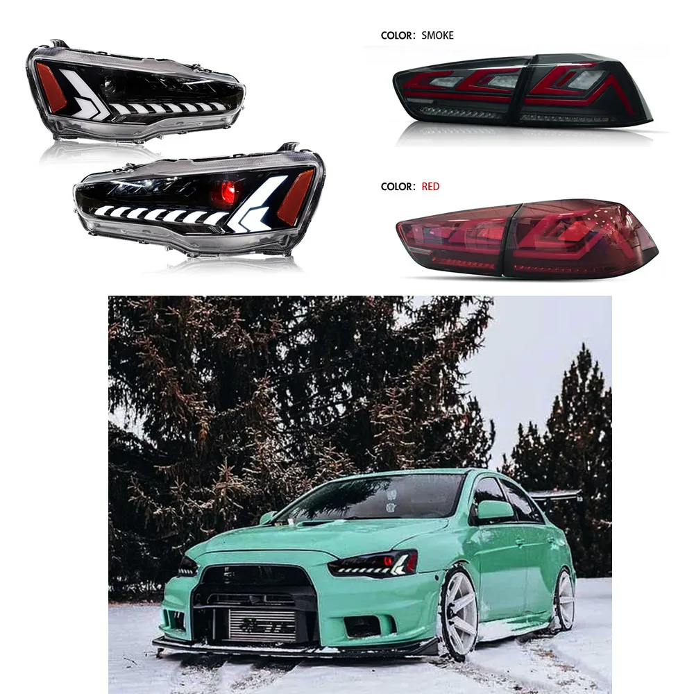 

Фары для Mitsubishi Lancer EVO X 2008-UP Задние фонари для Mitsubishi Lancer 2008-2017 Сборка проектора Автомобильные аксессуары