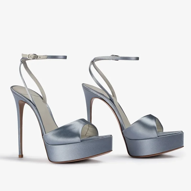 Platform Light purple Solid Color Satin Sandals Sexy Pointed Toe Thin Heel Customized New Arrivals Fashion Women Modern Shoes