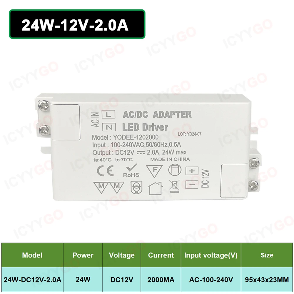 DC5V 12V 24V Lighting Transformers 3W 6W 10W 12W 24W 36W 60W LED Power Drivers 500ma 1000ma 2A 3A 5A Suitable For LED Strips image 3