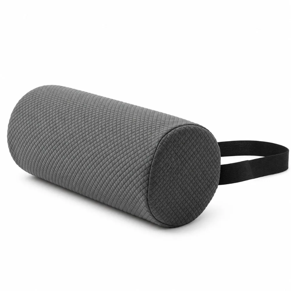 Adjustable Strap Lumbar Support Pillow Office Chair Fit Breath Fabric Cylinder Roll Pillow Car Seat Fit Portable Back Cushion