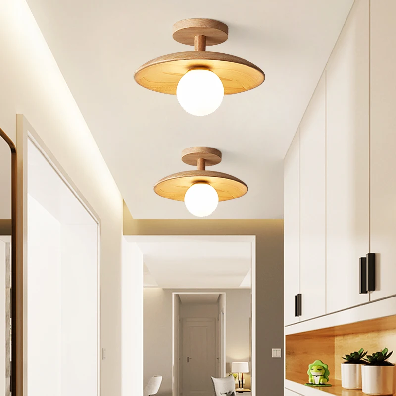 Japanese Wood Ceiling Lights Corridor Aisle LED Lighting Nordic Simple Balcony Porch Cloakroom Log Ceiling lamp Luminaires