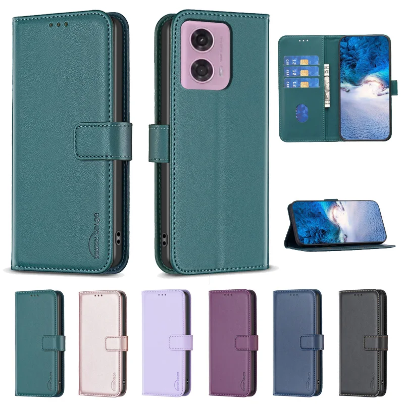 G45 Etui skórzane z klapką na Motorola MOTO G45 G64 G54 Power G84 G34 5G G24 G14 G04 4G Coque Funda 2024 Capa Shell