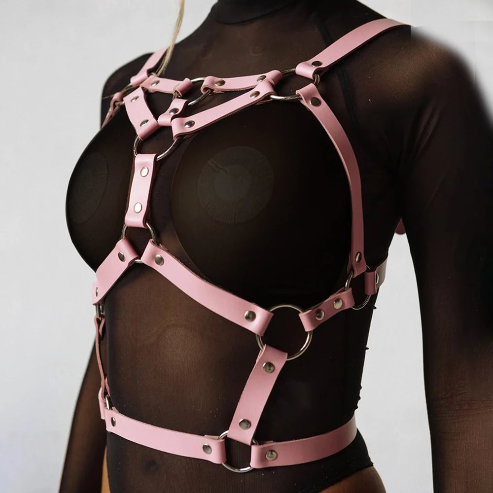 Bdsm Pu Leather Harness Woman Sets Lingerie Sexy Full Body Bondage Garter Belt Stockings Goth Pink Women\'s Underwear Sword Belt