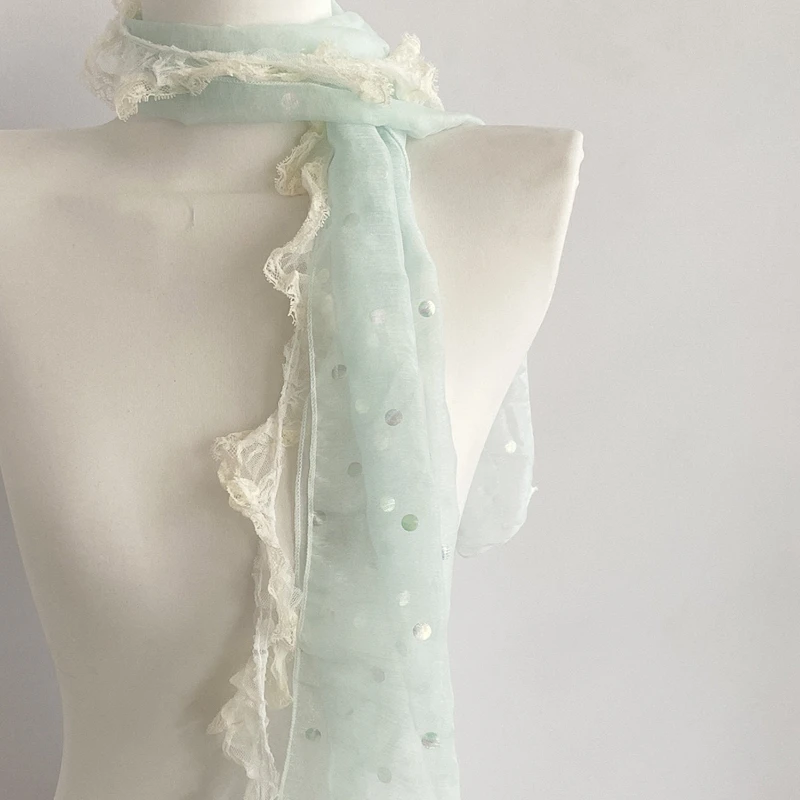 Spring New Fresh Thin Lace Scarf Summer Sunscreen Versatile Cute JK Scarf Vintage Polka Outdoor Skirt Accessories Scarf