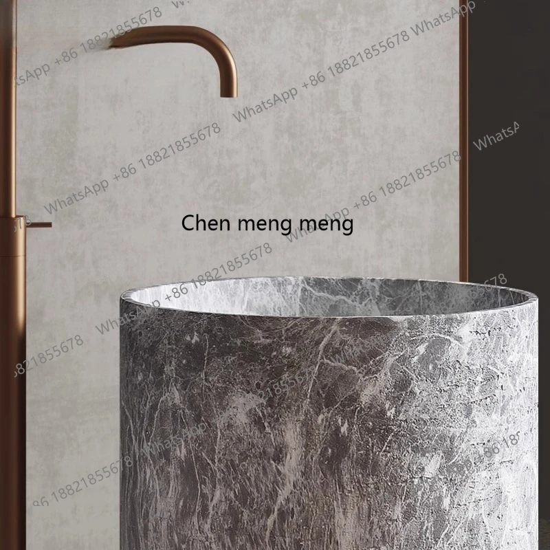 حوض عمود من الفولاذ المقاوم للصدأ فيلا فن تجاري مغسلة نمط رخامي حوض غسيل عمودي شخصي #4