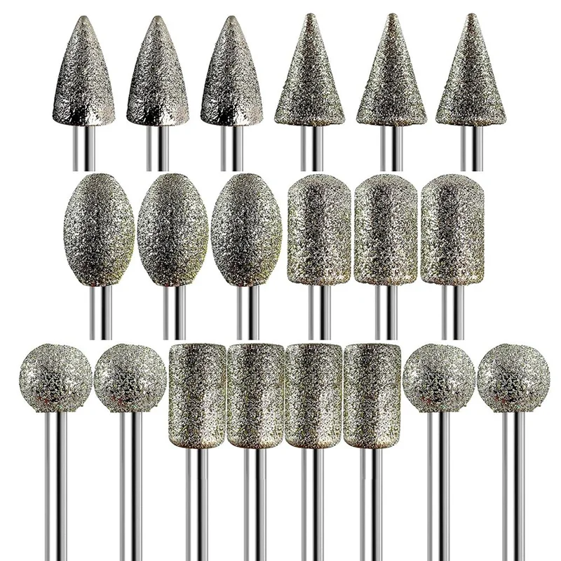 

ABKO-шлифовальные алмазные шлифовальные насадки для инструментов Dremel, 20 шт., хвостовик 1/8 дюйма, зернистость 120, аксессуары для вращающихся инструментов для каменной стеклянной смолы
