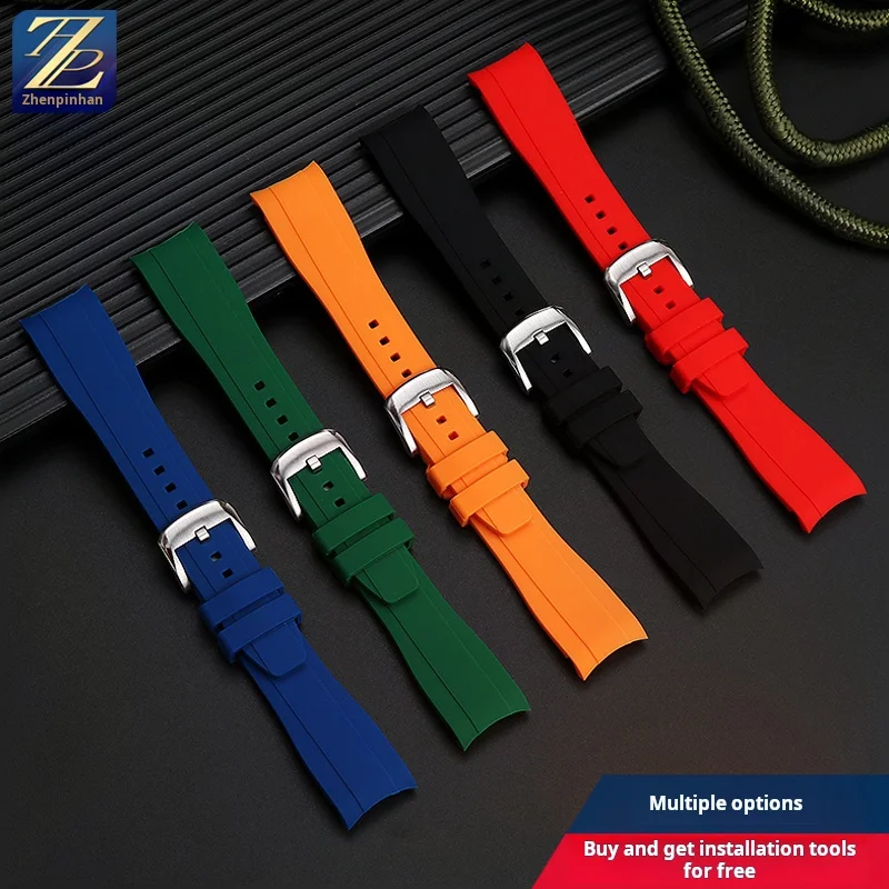 Curved end Silicone orange Watch strap Men 22mm For Mido New Multifort TV M049.526 M049 Metal buckle soft Replacement WatchBand