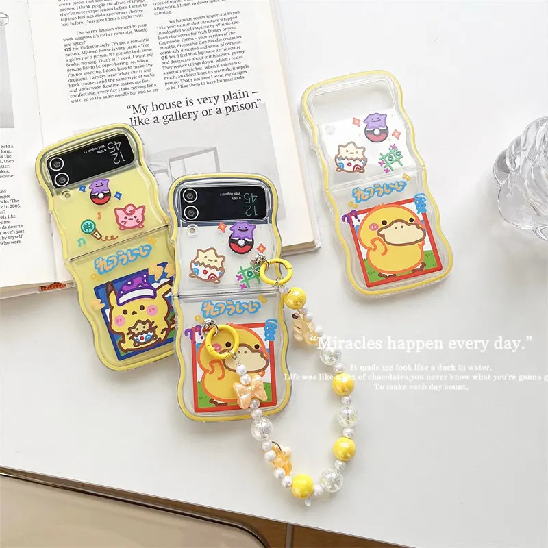 Pikachu Ditto Psyduck suitable for Samsung Galaxy Z Flip3 4 5 6 7 FE silicone anti-fall mobile phone protective case