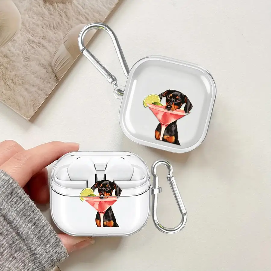 Case For Samsung Galaxy Buds 4 Pro Live 4Pro 3 FE 3Pro 2 2Pro Clear Earphone Cases Cover With Hook Cool Dog Pattern