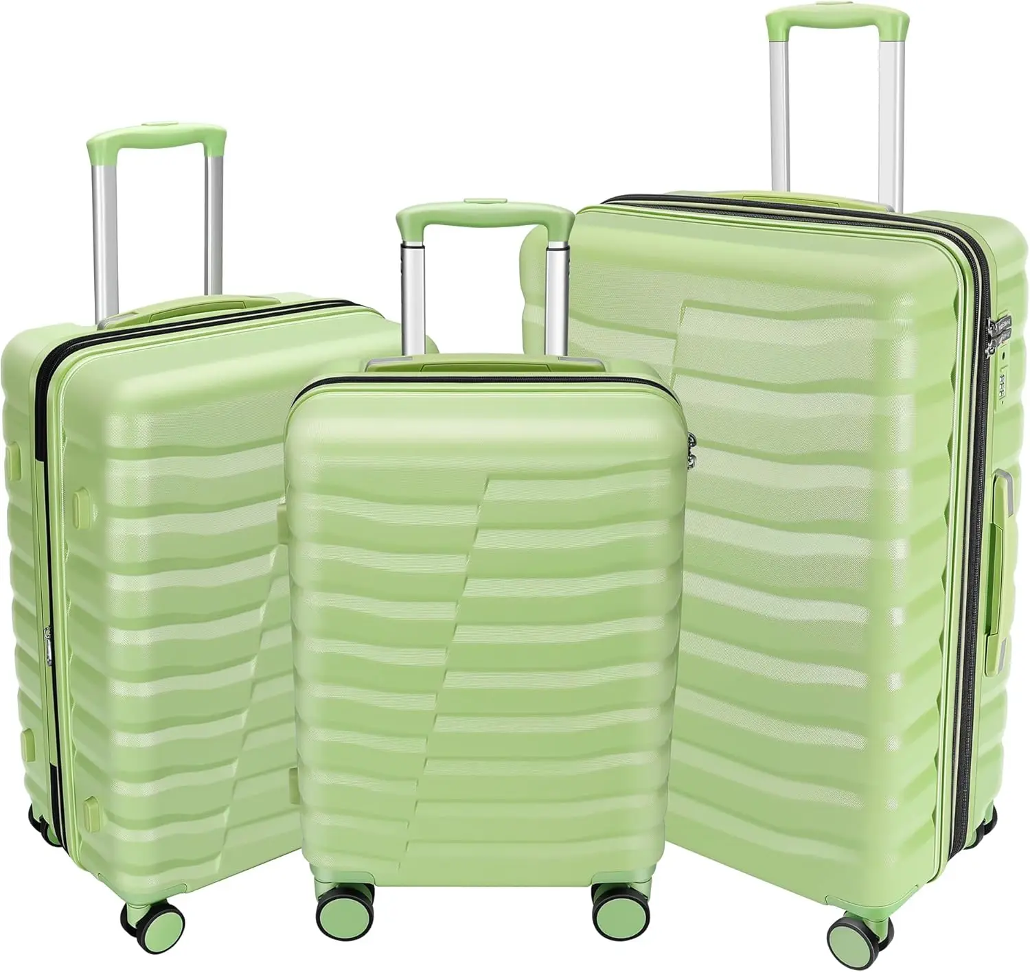 

Lightweight 3-Piece ABS+PC Hardshell Luggage Set with Spinner Wheels, TSA Lock, Avocado Green (20+24+28 inch)