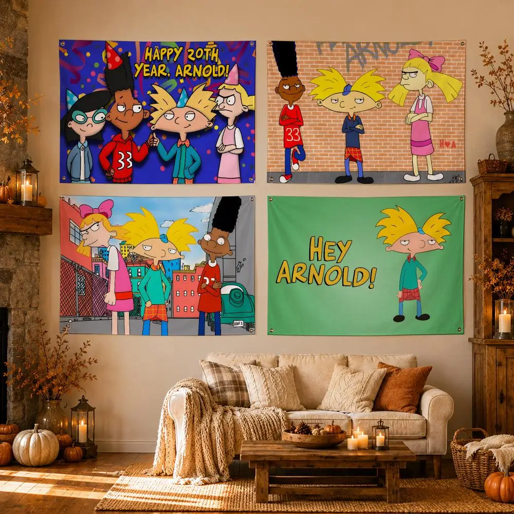 TV Series Hey Arnold! Flags Flags for Room, Bedroom, Home, Outdoor, Wall Hanging, Concert Print, Art Banner