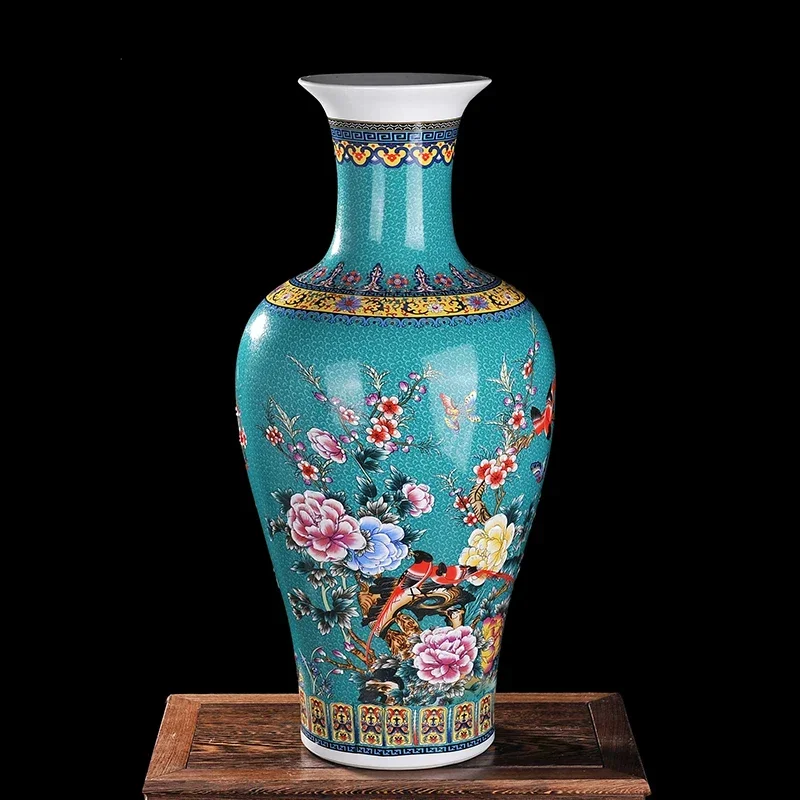 Jingdezhen Antique Porcelain Enamel Fish Tail Shape Vase Large Classical Chinese Mansion Decoration Magnificent Ornament