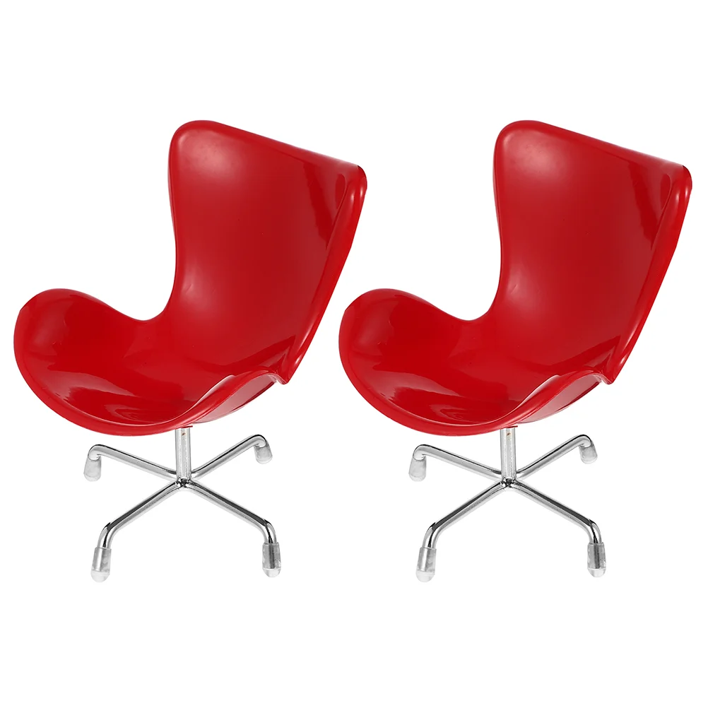 2 Pcs Egg Chair Armchair Tiny Simulation Chairs Office Accessories Miniature Swivel Ornament Plastic House Baby Recliner