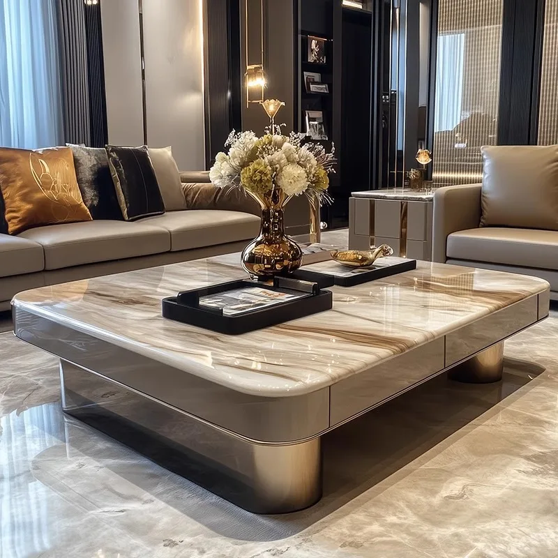 Creative Thickened Marble Rectangular Coffee Table Large Apartment Villa High-grade Microcrystalline Stone Tea