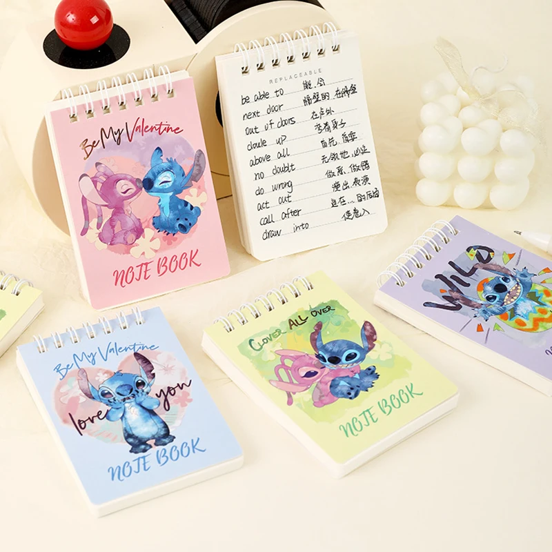 4pcs Disney A7 Tearable Notebook Stitch Mickey Student Thickened Notepad Diary Planner School Supplies Stationery Wholesale