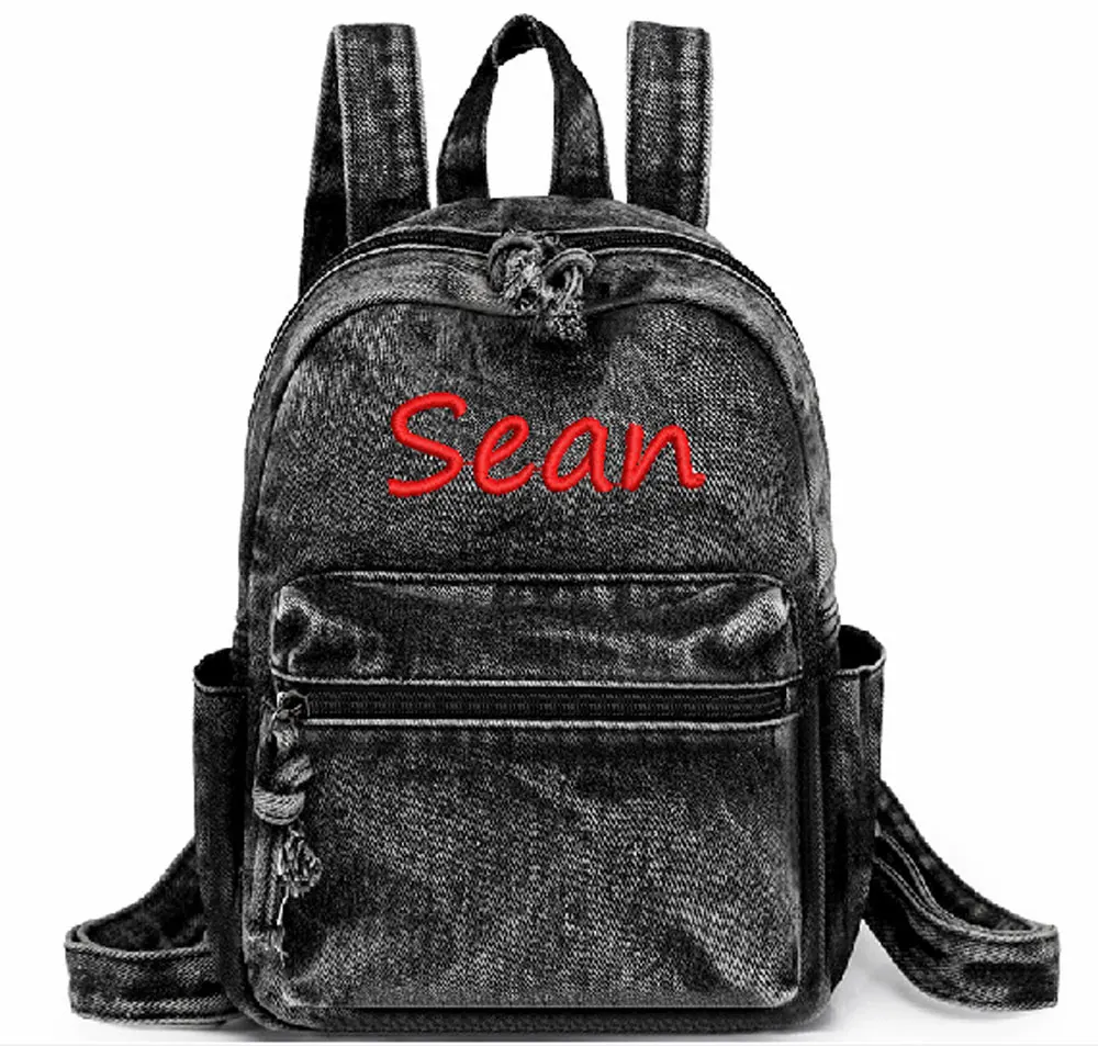 Custom Cute Backpack Washed Nylon Fabric Large Capacity 2025 New Fashion School Bag Adjustable Shoulder Straps Embroidered Name