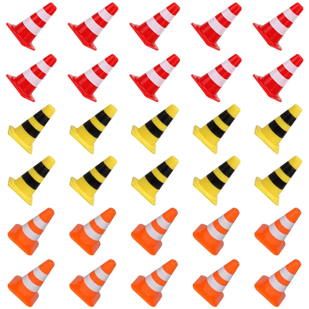 30 Pcs Roadblock Simulation Props Childrens Toys Children’s Kids Traffic Mini Cones Signs Teaching Aids Plastic Miniature