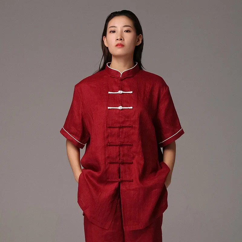 2024 New Linen Fabric Man And Women Kung Fu Tai Chi Uniform Traditional Chinese Clothing Summer Martial Arts Set Free Shipping