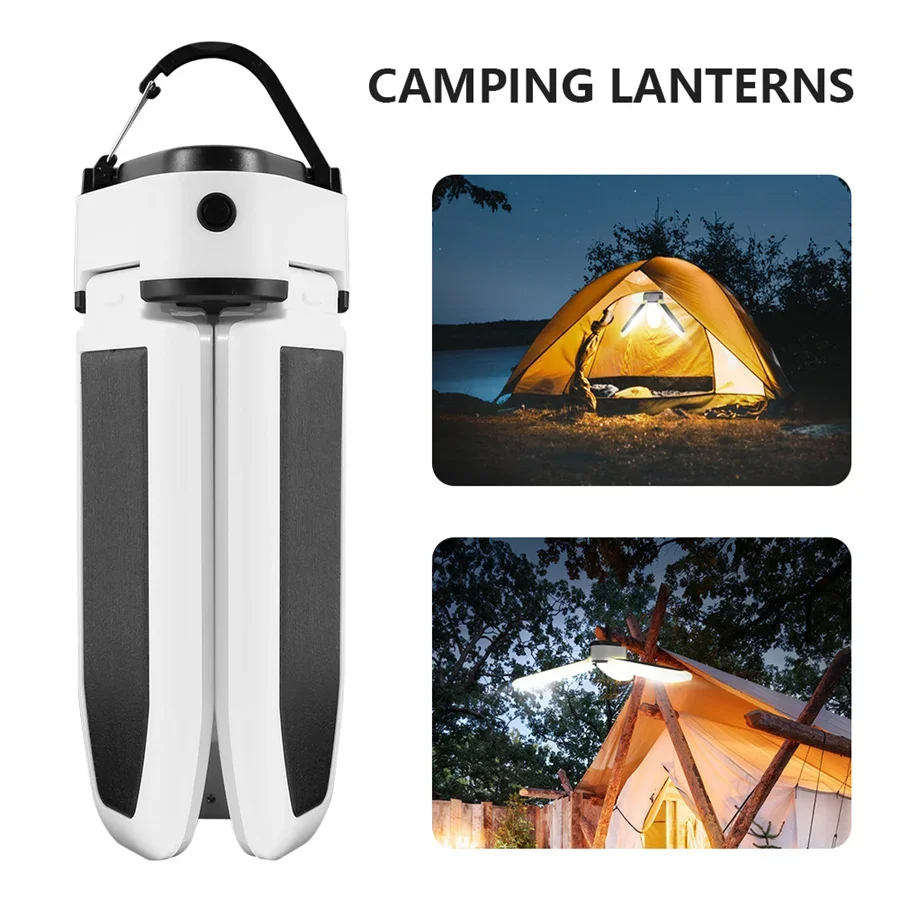 

New Portable Led Outdoor Solar Lights USB Rechargeable Emergency Night Market Lights Waterproof Tent Lamp for BBQ Hiking Camping