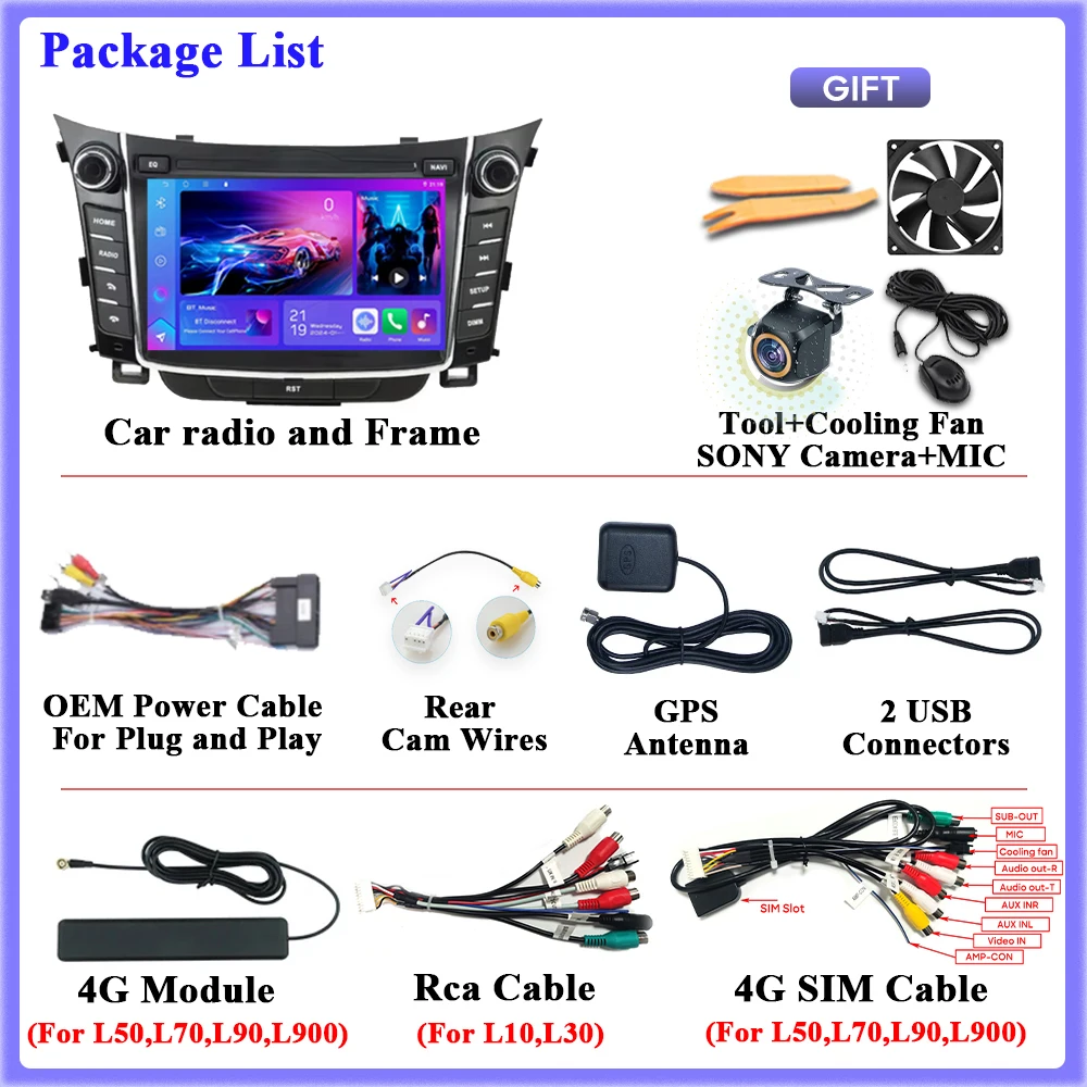 أندرويد سيارة ستيريو الوسائط المتعددة بلوتوث لشركة هيونداي I30 إلنترا GT 2012 - 2017 DVD راديو مشغل فيديو نظام تحديد المواقع اللاسلكية Carplay السيارات #5