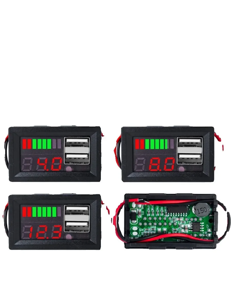 Li-ion Lithium Iron Phosphate Lead-Acid Power Display Board 12-24V Dual USB Output Voltage Meter Power Capacity Indicator Detect