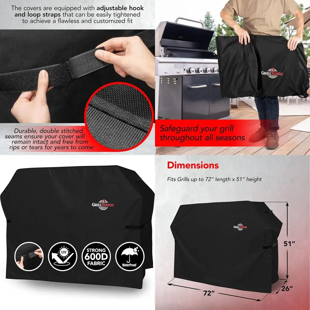 

Прочный чехол для уличного гриля, 72 дюйма – водонепроницаемый, устойчивый к атмосферным воздействиям, УФ-излучению и выцветанию, с регулируемым ремнем