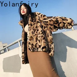 Real Rex Rabbit Fur Coat Fashion Leopard Female Jacket Winter Jackets for Women 2024 Oversized Women's Clothing Casaco Zjt914