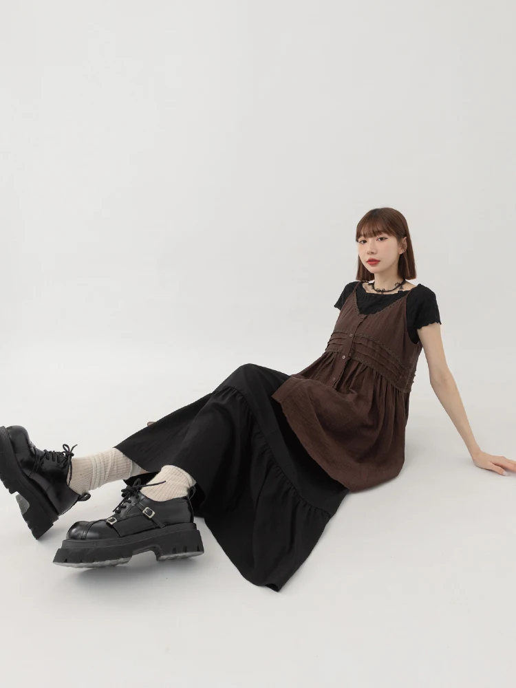 

Queenop Spring Summer New Women's Cool Feeling Plain Umbrella Skirt f Length Cake Skirt High Waist Polyester Fiber