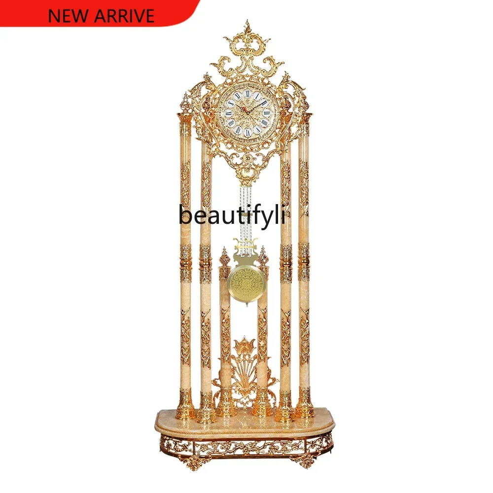 

X European Floor Clock Topaz Standing Clock Luxury Villa Household Crystal Floor Clock