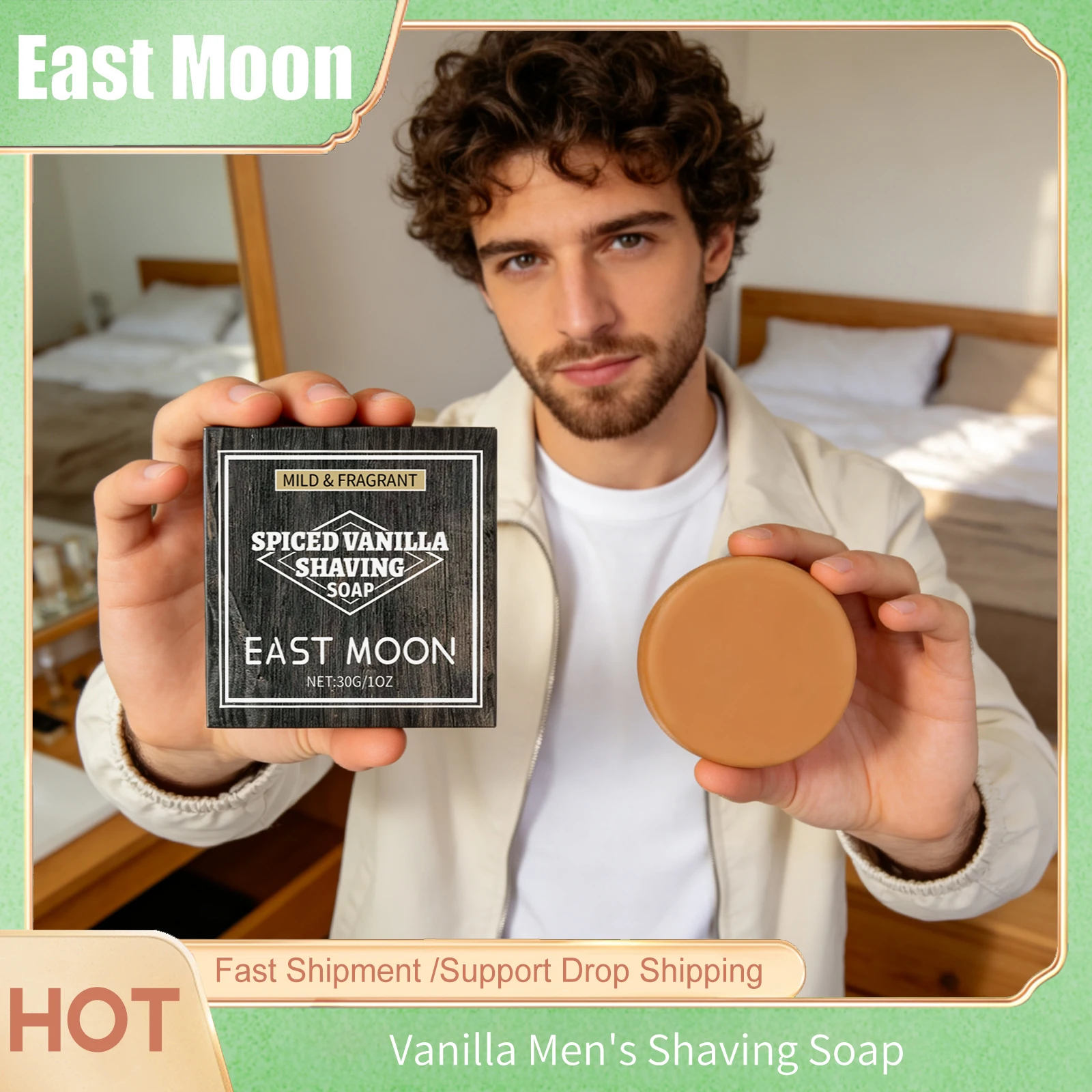 New Shaving Soap For Man Smoother And Sharper Plant Extract Bar No Irritation Travel Lasting Soften Skin Vanilla Beard Care Soap