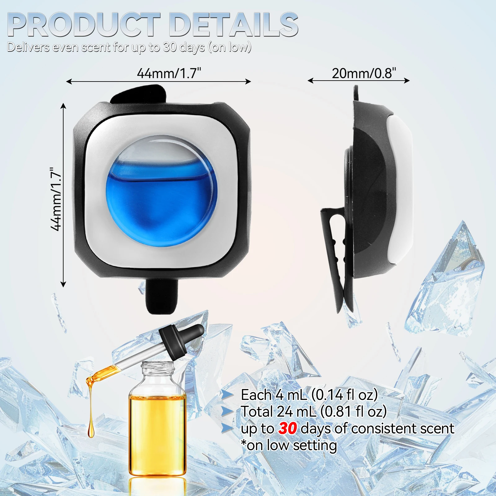 عطر طبيعي زيت طبيعي رائحة طازجة الروائح سيارة معطّر الهواء الناشر تنفيس كليب مزيل الرائحة 0.81 أوقية 24 مللي 6 عبوات