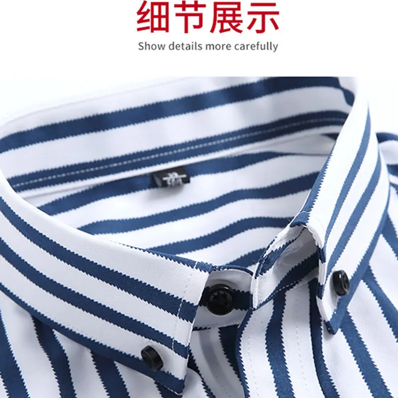 Men\'s shirt spring and summer thin long sleeve without ironing stripe high quality business casual slim-fit new model