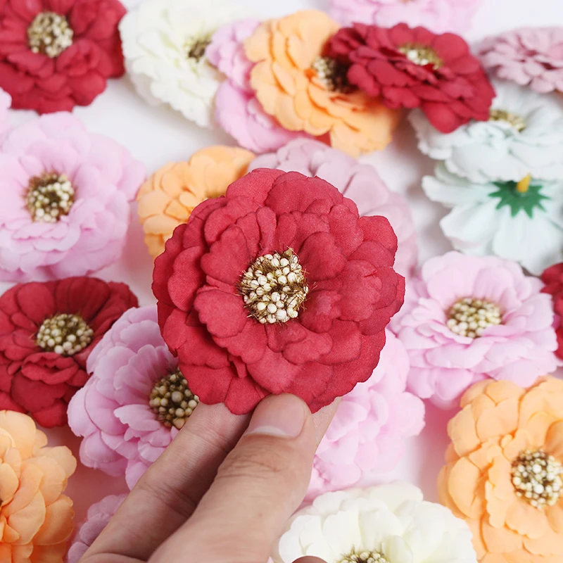 10Pcs Artificial Camellia Flowers Wedding Background Home Decor Handmade Fabric Fake Flower Decoration For Garland Accessories