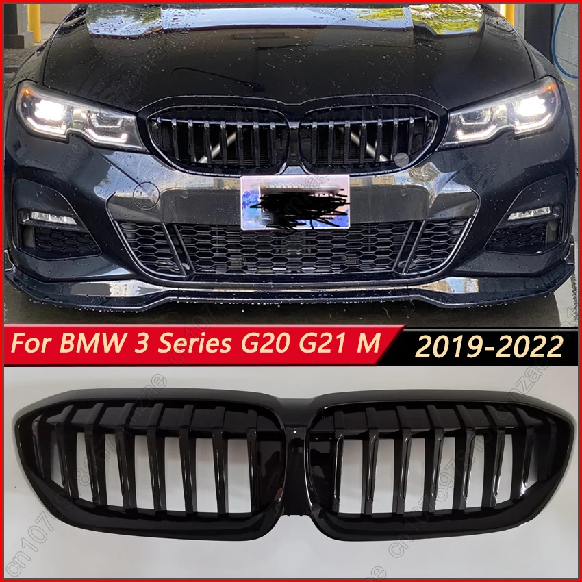 

Одинарная/двойная планка для BMW 3 серии G20 G21 318i 320i M340i 2019-2022 M-Pack, передняя решетка почек, гриль, автомобильные аксессуары