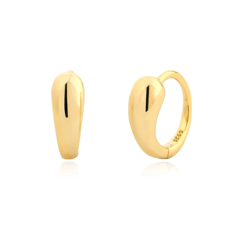 

CCFJOYAS 8mm 925 Sterling Silver Smooth Small Hoop Earrings for Women 18k Gold Plated Simple INS Huggies Earrings Fine Jewelry