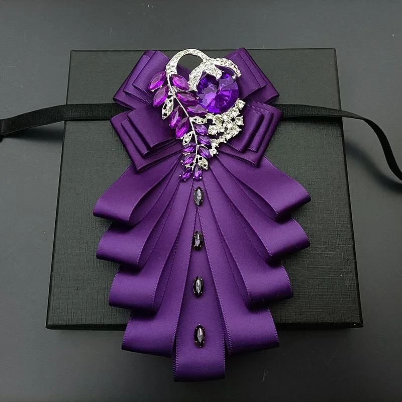 

Original Design Handmade French Business Suit Shirt Collar Flowers Luxury Rhinestone Men's Wedding Tie High-end Jewelry Gifts