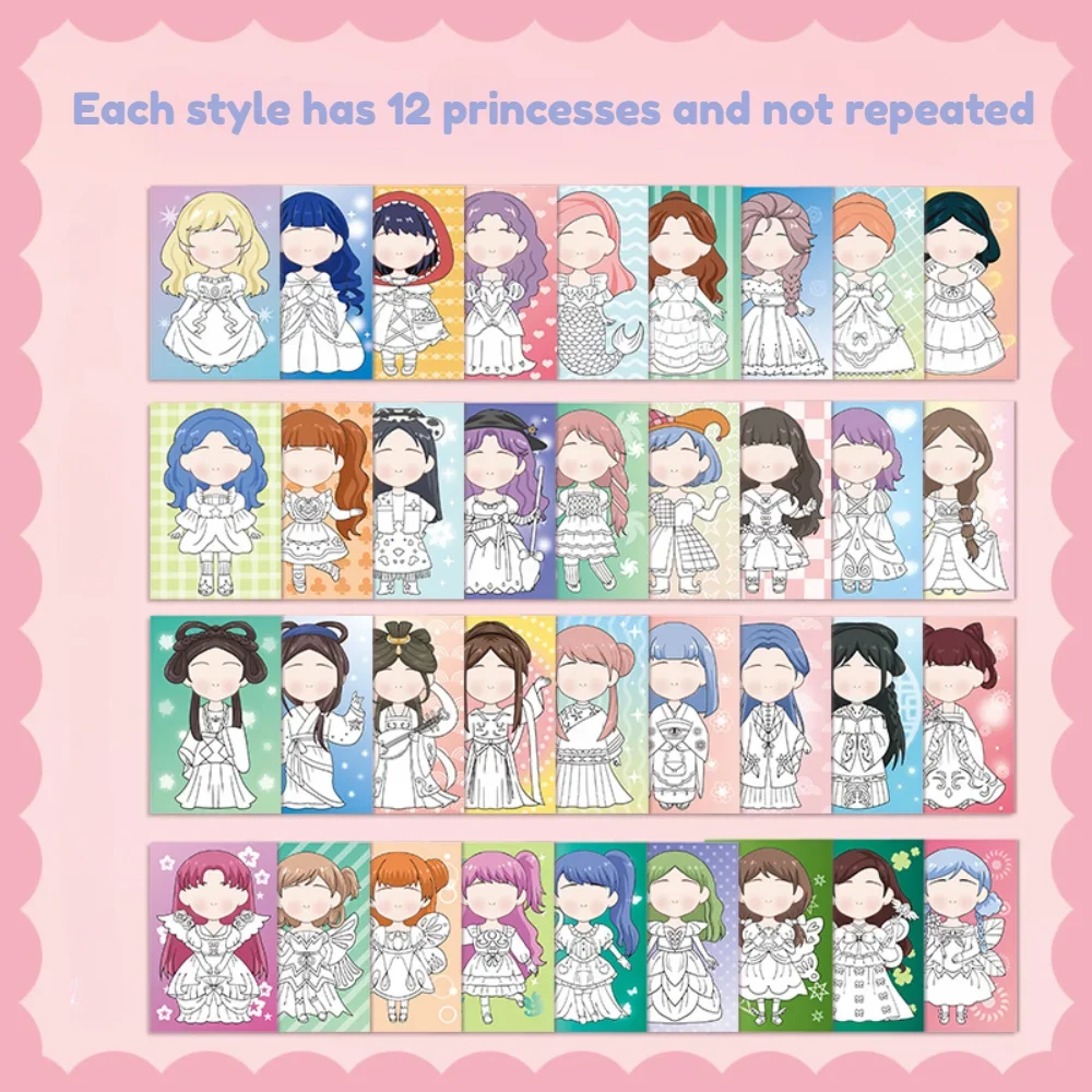 Meninas montessori brinquedo princesa vestir-se adesivo graffiti livro para colorir crianças desenho brinquedos diy pintura brinquedos educativos