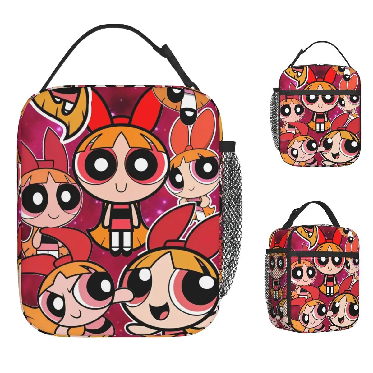 

P-PowerPuffs сумка для обеда милый портативный ланч-бокс детская офисная сумка-холодильник с принтом ретро водонепроницаемые термосумки для обеда