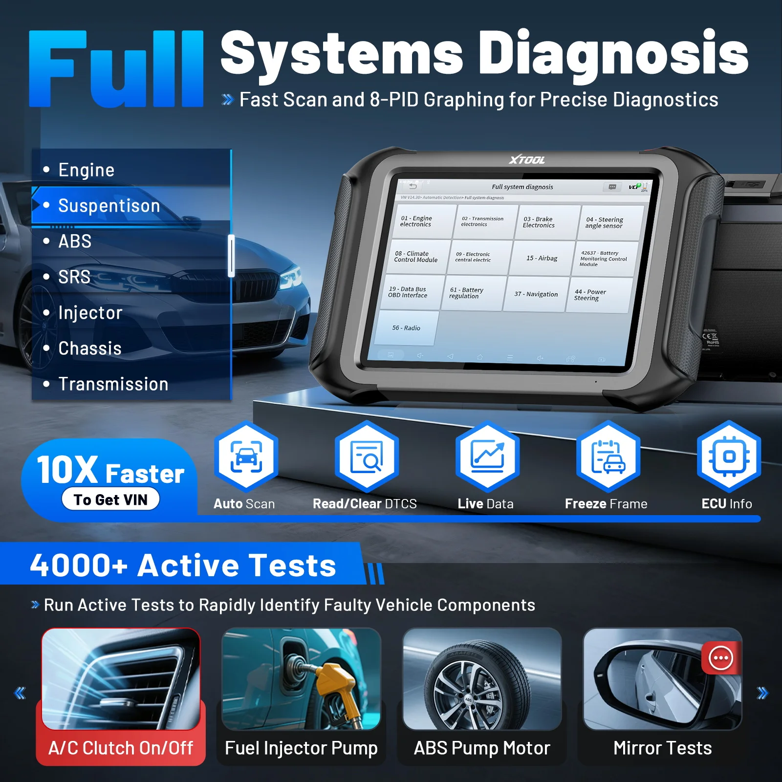 أداة برمجة المفاتيح XTOOL X100 MAX V2.0 ماسح ضوئي تشخيصي للسيارات لمدة عامين تحديث مجاني مع مبرمج مفاتيح KC501