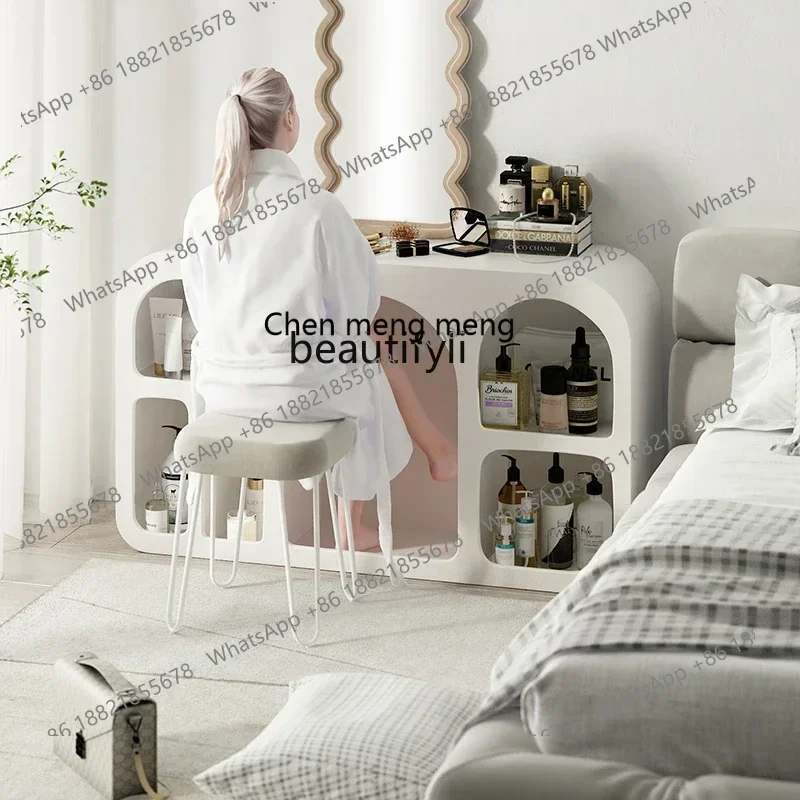 M182 Cream Display Cabinet Living Room White Cave Cabinet Shelf Floor Bookcase Simple Arch Cabinet