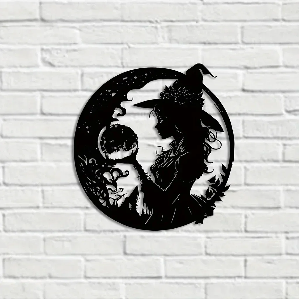 1pc Metal Witch Wall Art Wall Decor, Boys And Girls Room Kindergarten Living Room Nursery Decor Sticker Mural Beautiful