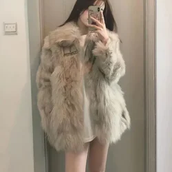 Luxury Fluffy Fur Coat Women Clothing Winter Faux Fur Jacket Warm Chic Design Outerwear Korean Furry Fur Coats Long Sleeve New