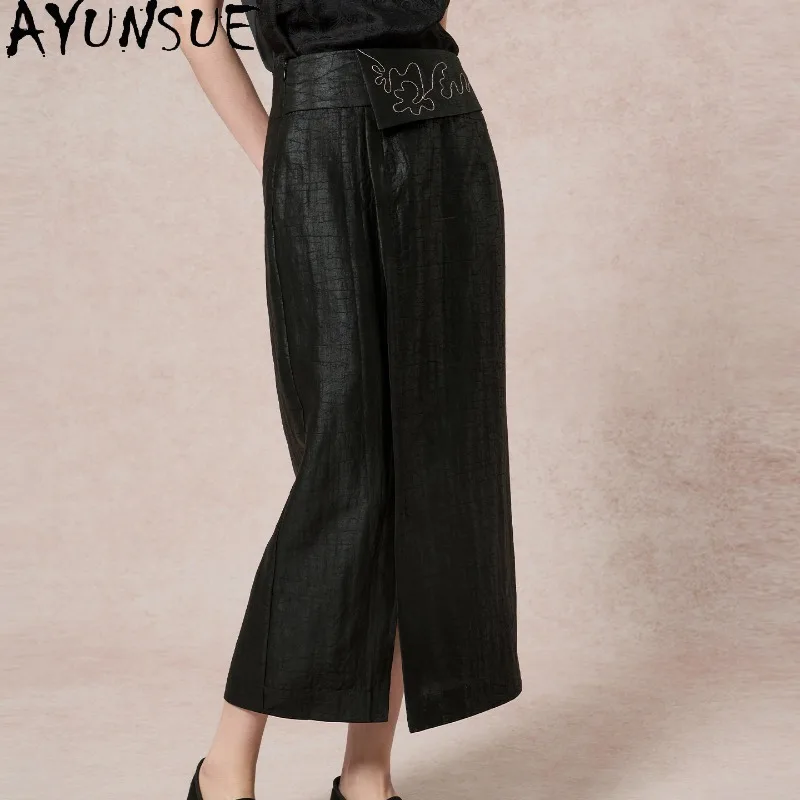 AYUNSUE 19mm Turtle-patterned Xiangyunsha Women's Skirts Chinese Style High-waisted Embroidered Summer Skirt Woman Clothes Юбка