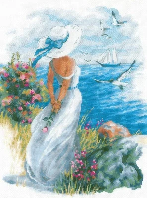 

Back of a seaside woman Cross stich Kits Homfun Craft Cross Stich Painting Decorations