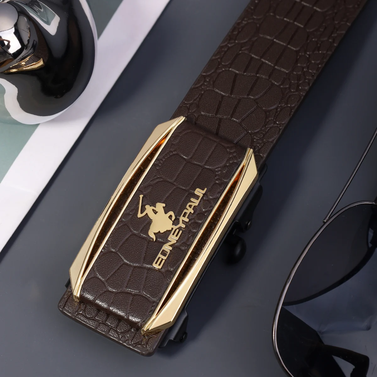 

Регулируемый мужской ремень, модный, с легкосъемной пряжкой для официальной и повседневной носки