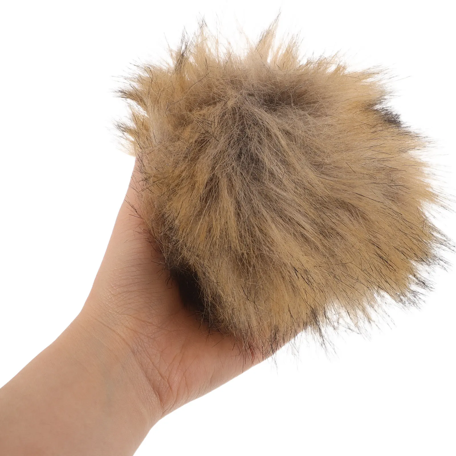 3Pcs Faux Fox Pom Pom Hat Decoration Snap Closure 15Cm for Scarves Bags Gloves DIY Crochet Crafts Pompoms for Hats