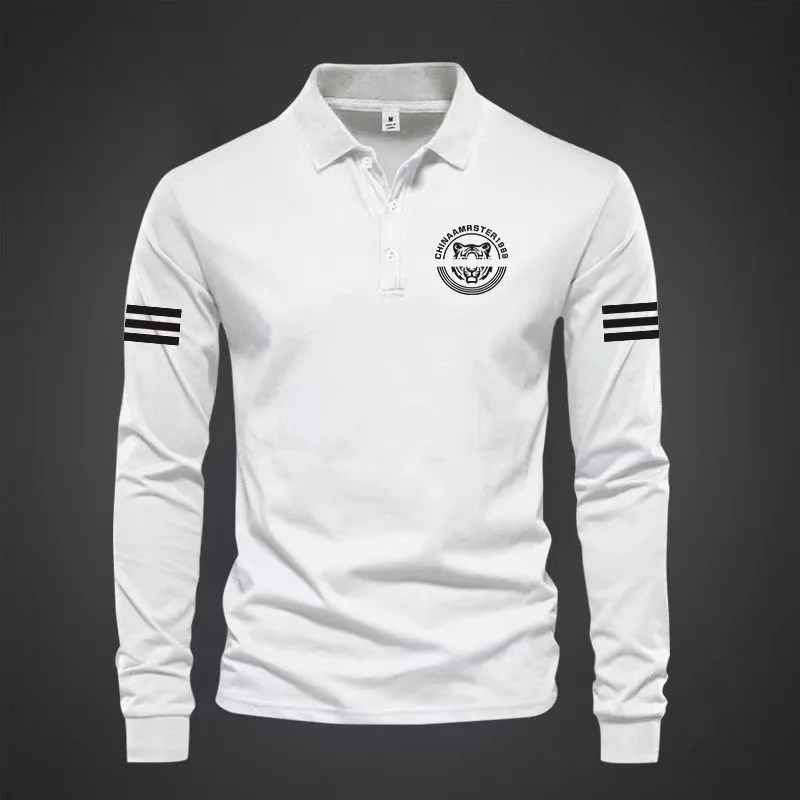 

Spring and Autumn Trendy American Retro Long Sleeve Polo Shirt Men's Loose Sports Large Size High Quality Long Sleeve T-shirt