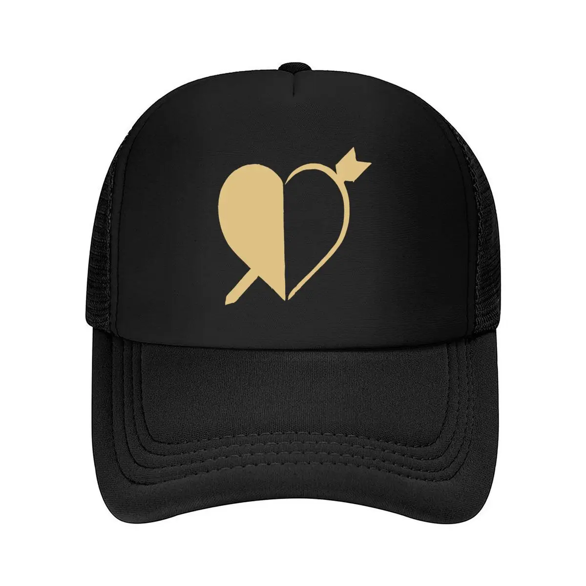Gold Heart Balloon Ribbon Graphic Mesh Baseball Cap Hip Hop