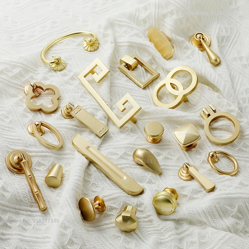 Golden Single Hole Rings Knob Handles Drawer Cabinet Furniture Kitchen Handles for Cabinet Knob Door Drawer